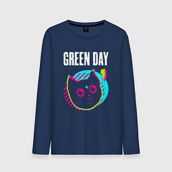 Лонгслив хлопковый мужской Green Day rock star cat, цвет: тёмно-синий