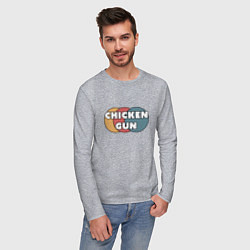 Лонгслив хлопковый мужской Chicken gun круги, цвет: меланж — фото 2