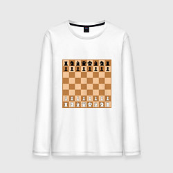Лонгслив хлопковый мужской Шахматная доска без нумерации, цвет: белый