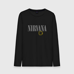 Лонгслив хлопковый мужской Nirvana logo smile, цвет: черный