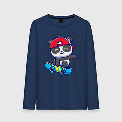 Лонгслив хлопковый мужской Panda skater, цвет: тёмно-синий