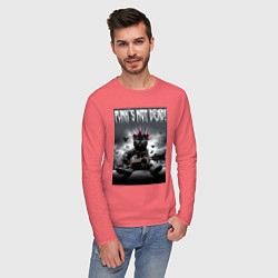 Лонгслив хлопковый мужской Cool kitten - punks not dead, цвет: коралловый — фото 2