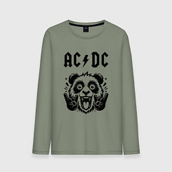 Лонгслив хлопковый мужской AC DC - rock panda, цвет: авокадо