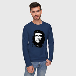 Лонгслив хлопковый мужской Черно-белый силуэт Че Гевара, цвет: тёмно-синий — фото 2
