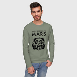 Лонгслив хлопковый мужской Thirty Seconds to Mars - rock panda, цвет: авокадо — фото 2