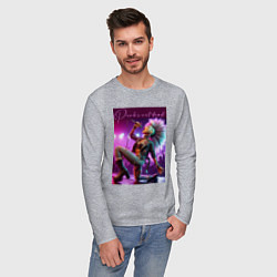 Лонгслив хлопковый мужской Барби поёт панк-рок, цвет: меланж — фото 2