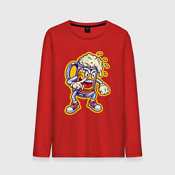 Лонгслив хлопковый мужской Beer is good, цвет: красный