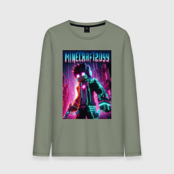 Лонгслив хлопковый мужской Minecraft - ai art fantasy neon, цвет: авокадо