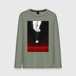 Лонгслив хлопковый мужской Евангелион талисман Рей, цвет: авокадо