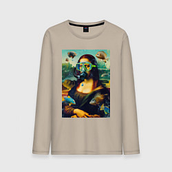 Мужской лонгслив Мона Лиза под водой - нейросеть