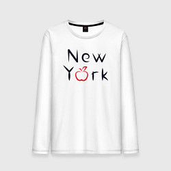 Лонгслив хлопковый мужской New York apple, цвет: белый