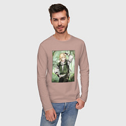 Лонгслив хлопковый мужской Кавех Геншин, цвет: пыльно-розовый — фото 2