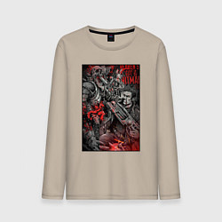 Лонгслив хлопковый мужской Painkiller and demon - comix style, цвет: миндальный