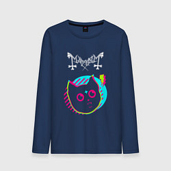 Лонгслив хлопковый мужской Mayhem rock star cat, цвет: тёмно-синий