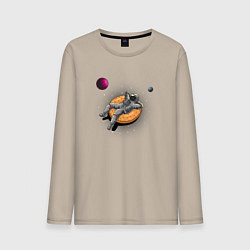 Мужской лонгслив Космонавт на пончике