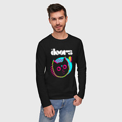 Лонгслив хлопковый мужской The Doors rock star cat, цвет: черный — фото 2