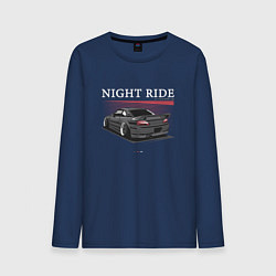 Лонгслив хлопковый мужской Nissan skyline night ride, цвет: тёмно-синий