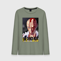 Лонгслив хлопковый мужской Saitama blood, цвет: авокадо