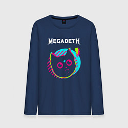 Лонгслив хлопковый мужской Megadeth rock star cat, цвет: тёмно-синий