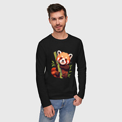 Лонгслив хлопковый мужской The Red Panda, цвет: черный — фото 2