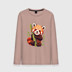 Лонгслив хлопковый мужской The Red Panda, цвет: пыльно-розовый