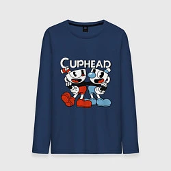 Лонгслив хлопковый мужской Cuphead and Mugman, цвет: тёмно-синий