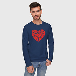 Лонгслив хлопковый мужской Hearts of love, цвет: тёмно-синий — фото 2