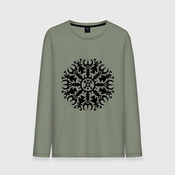 Лонгслив хлопковый мужской Защитная руна, цвет: авокадо