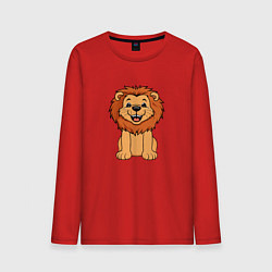 Лонгслив хлопковый мужской Весёлый лев, цвет: красный