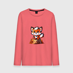 Лонгслив хлопковый мужской Лисёнок-альпинист, цвет: коралловый