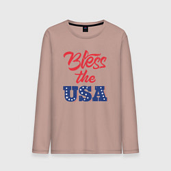 Лонгслив хлопковый мужской Bless the USA, цвет: пыльно-розовый