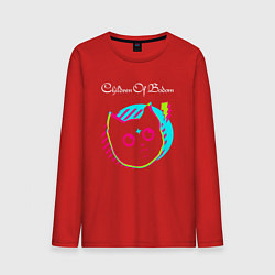 Лонгслив хлопковый мужской Children of Bodom rock star cat, цвет: красный
