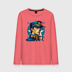 Лонгслив хлопковый мужской Jojo - Jotaro Kujo ai art, цвет: коралловый