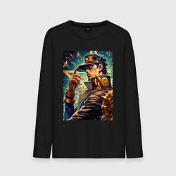 Лонгслив хлопковый мужской Джотаро Куджо - fantasy ai art, цвет: черный