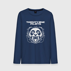 Лонгслив хлопковый мужской Twenty One Pilots rock panda, цвет: тёмно-синий