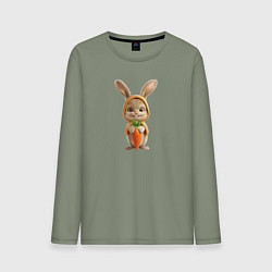 Мужской лонгслив Веселый заяц - кролик с морковкой