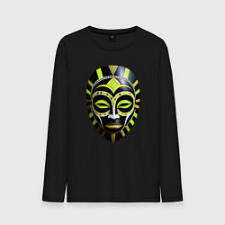 Мужской лонгслив Африканская маска в кислотно неоновых цветах