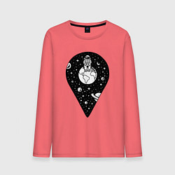 Лонгслив хлопковый мужской Точка космоса, цвет: коралловый