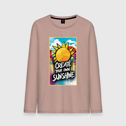 Лонгслив хлопковый мужской Create your own sunshine, цвет: пыльно-розовый