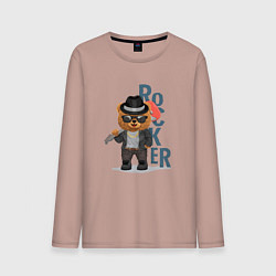 Мужской лонгслив Плюшевый медвежонок рокер