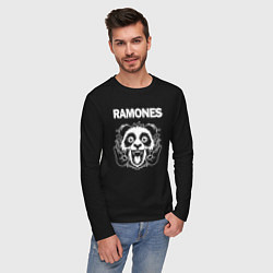 Лонгслив хлопковый мужской Ramones rock panda, цвет: черный — фото 2