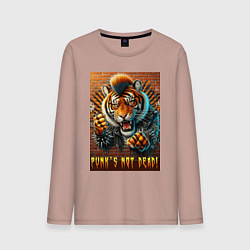 Мужской лонгслив Punks not dead - motto tiger