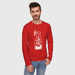 Лонгслив хлопковый мужской Космос в бутылочке, цвет: красный — фото 2