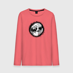 Лонгслив хлопковый мужской Листья на ветру, цвет: коралловый