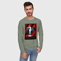 Лонгслив хлопковый мужской Альбедо хранитель этажей, цвет: авокадо — фото 2