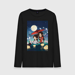 Лонгслив хлопковый мужской Лянь Се Чэн Хуа, цвет: черный