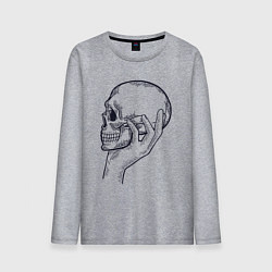 Лонгслив хлопковый мужской Череп в руке, цвет: меланж