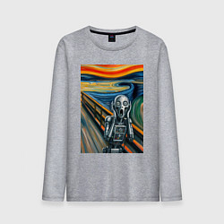 Лонгслив хлопковый мужской Робот кричит - мем нейросеть, цвет: меланж