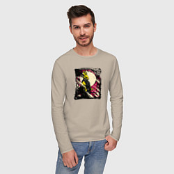 Лонгслив хлопковый мужской Пушистый защитник, цвет: миндальный — фото 2