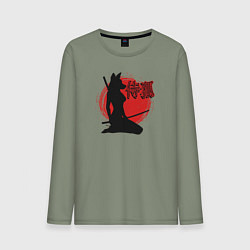 Лонгслив хлопковый мужской Самурайская лиса, цвет: авокадо